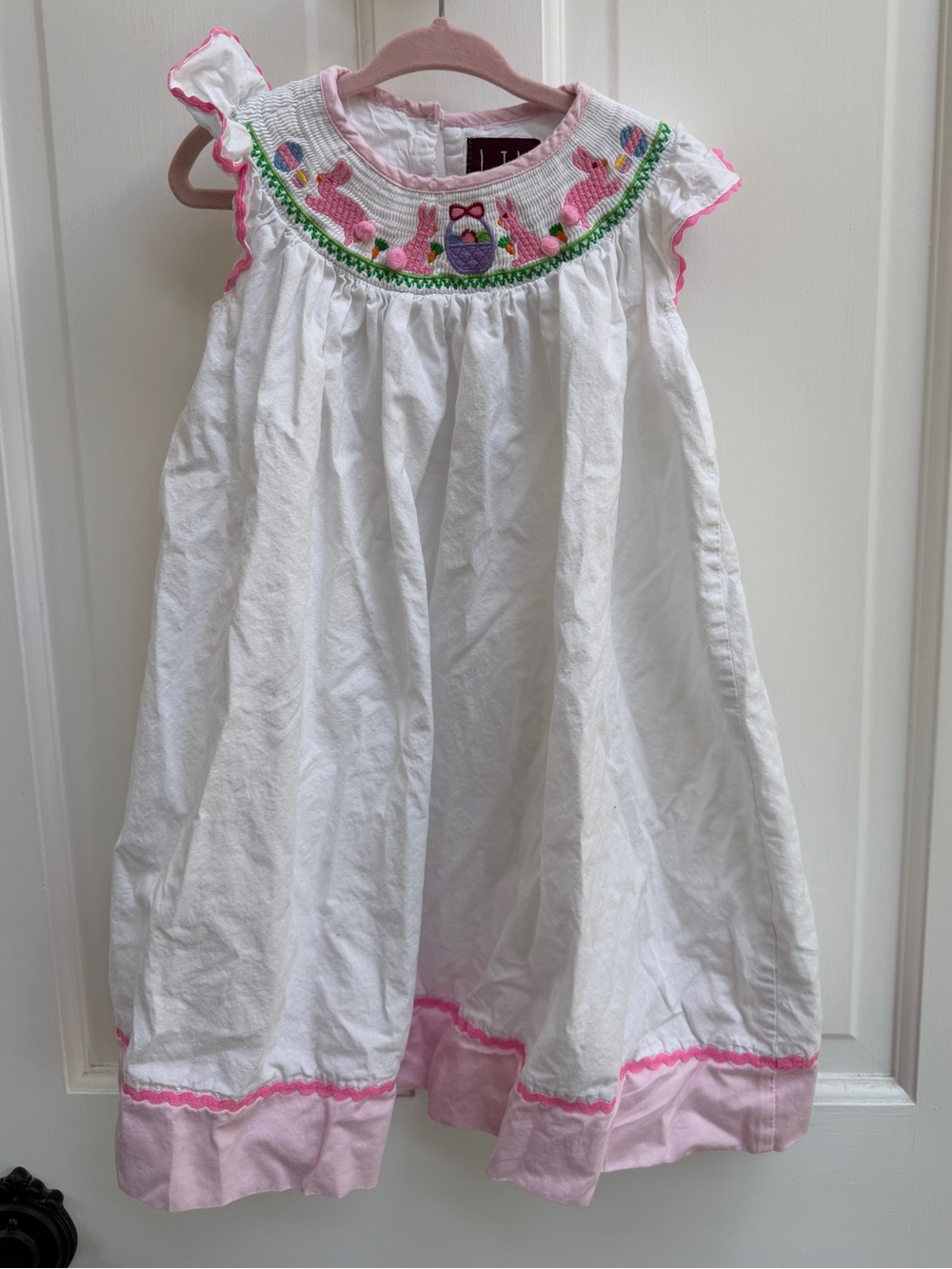Lil Cactus 4T Girls VINTAGE Smocked Embroidered Short Sleeve Easter Bunny Dress